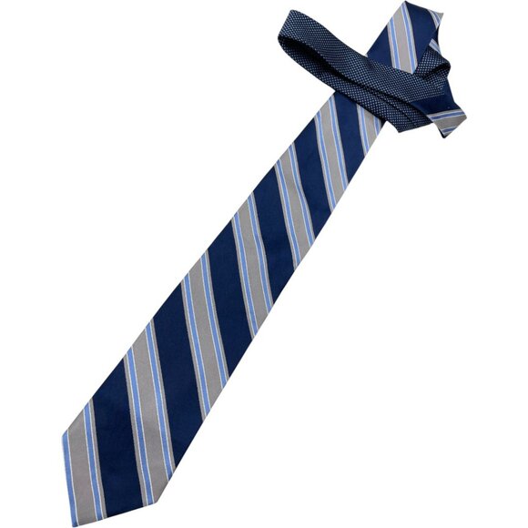 Tommy Hilfiger Silk Tie Blue Gray Stripe Repp Vintage 90's - Picture 2 of 6